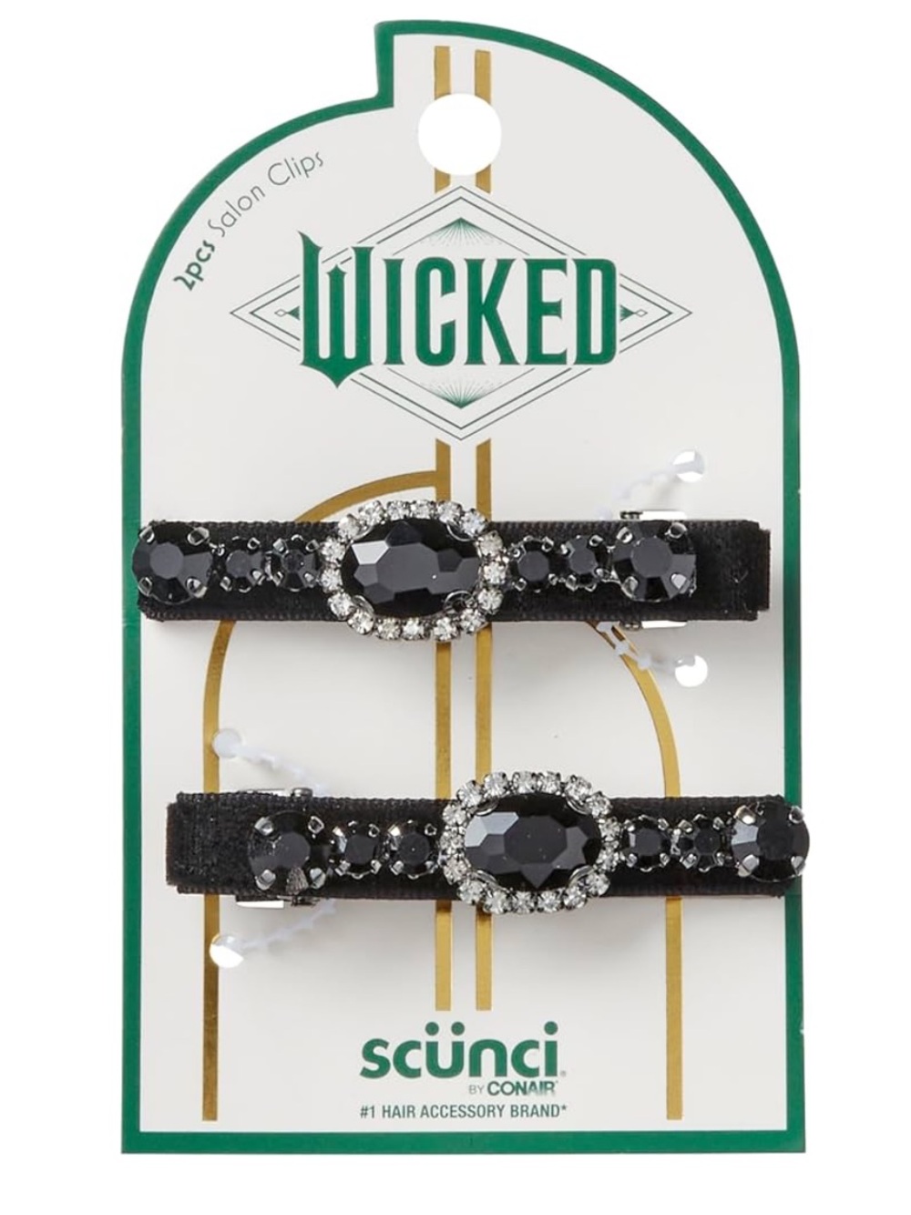 Scunci Wicked Elphaba Black Velvet Rhinestone Hair Clip - 2px